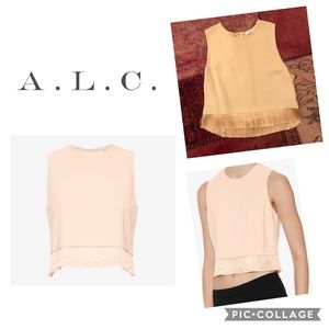 A.L.C. Blush Fringe Cropped Top